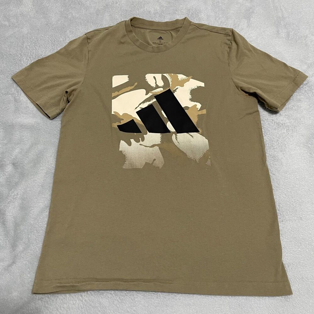 Adidas Shirt Mens Small Green Desert Camouflage Fade Gym Workout Athletic Sports